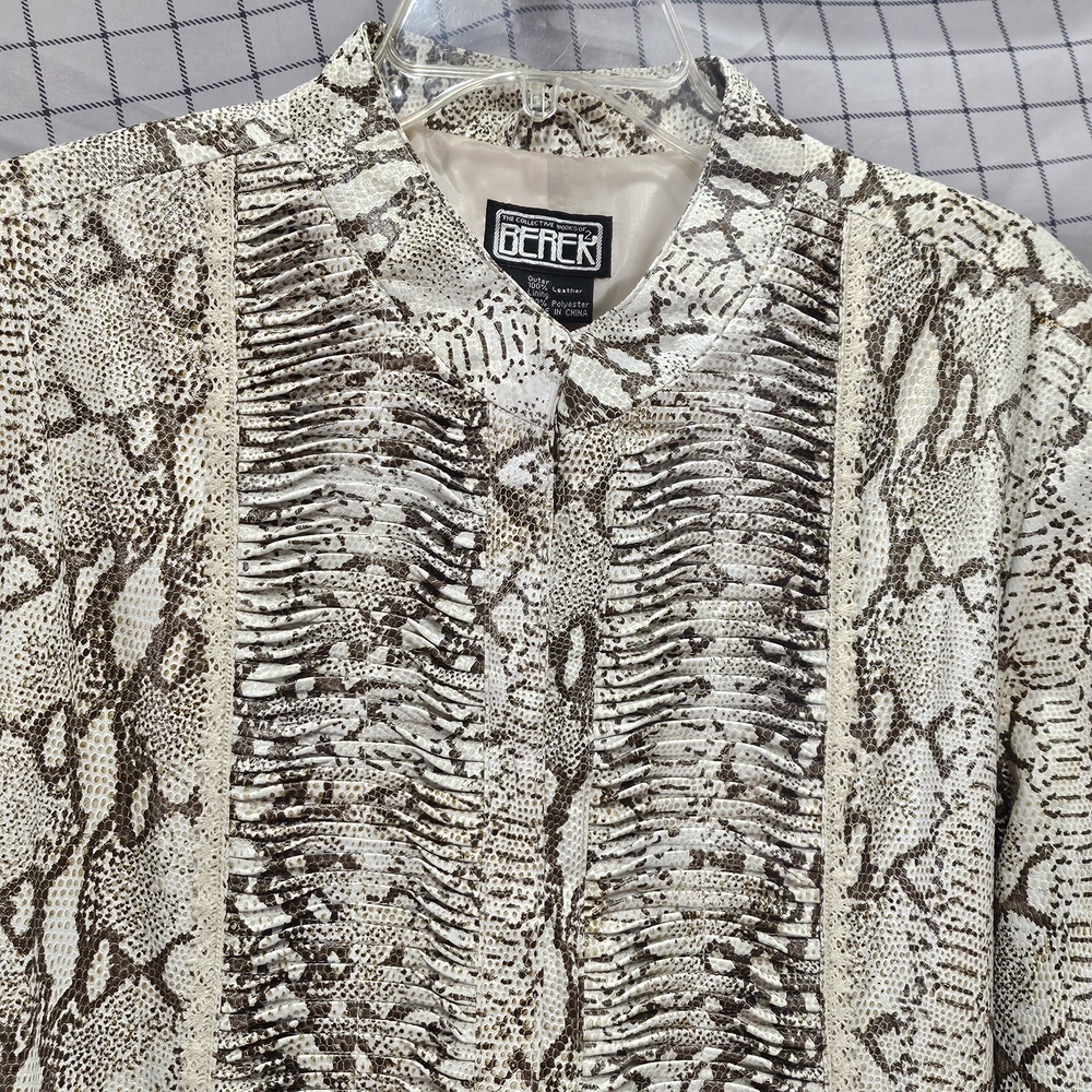 Berek Snakeskin Python Print 100% Leather Tan Cre… - image 4